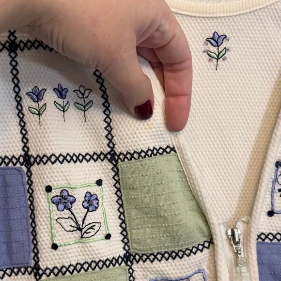 Vintage Alfred Dunner Sweater Womens PM Petite White Short Sleeve Waffle Knit - Picture 4 of 9